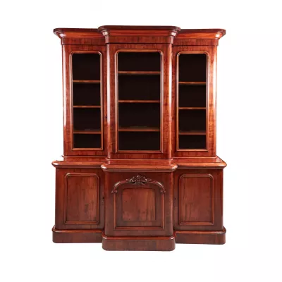 Hochwertige antikes viktorianisches Mahagoni Breakfront Bücherregal von ca. 1860
