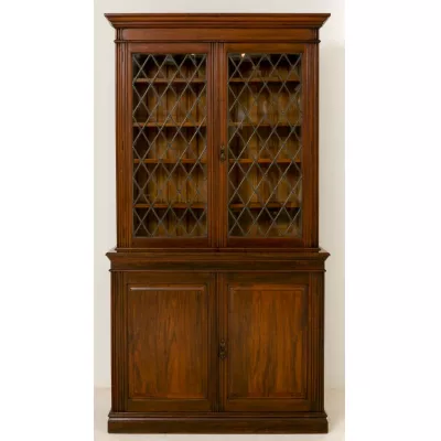 Späte viktorianische 2-türiges Bücherregal aus Nussbaum von ca. 1890