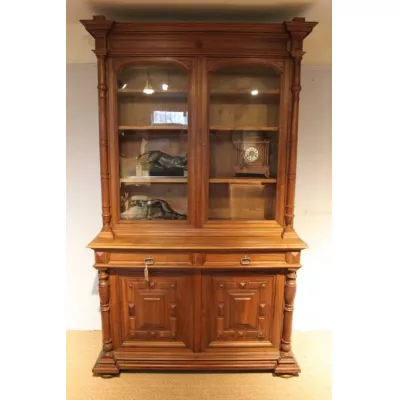Großes 2-teiliges Bücherregal aus Nussbaum von ca. 1880