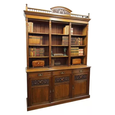 Spät viktorianisches Bücherregal aus Eiche von ca. 1880