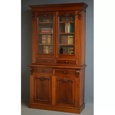 Antiker Viktorianischer Mahagonibuchschrank von ca. 1880