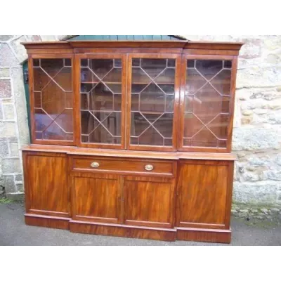 Viktorianisches Mahagoni Secretaire Breakfront Bücherregal aus der 2.Hälfte des 19.JH