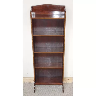 Kleines & schmales Edwardian offenes Bücherregal aus Mahagoni von ca. 1900