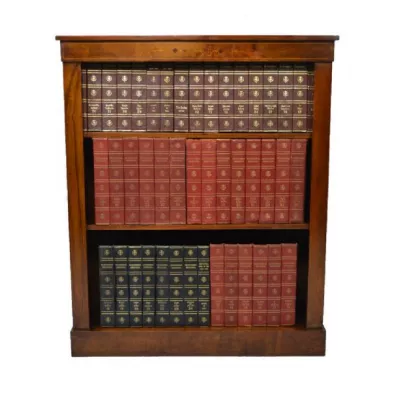 Offener viktorianischer Bücherschrank aus Nussbaum mit Intarsien von ca. 1870