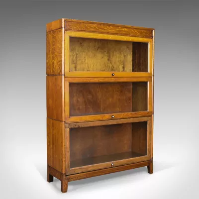Antikes dreifach Bücherregal mit Verglasung von globe wernicke taste barrister von ca. 1910
