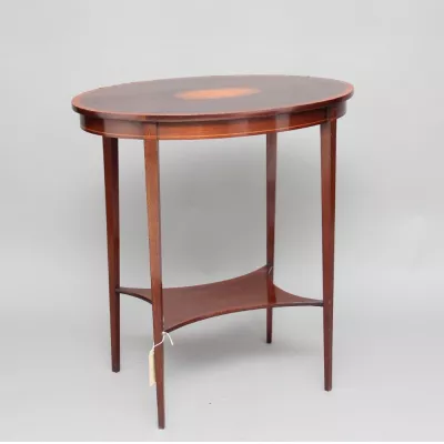 Antiker original edwardianischer Massivholz Mahagoni Beistelltisch 1910