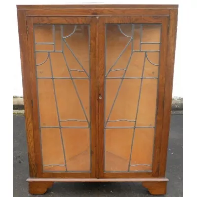 Schöne original antike Art Deco Vitrine Eiche 1930