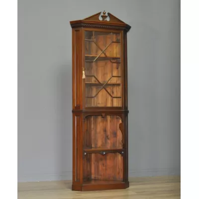 Hohe original edwardianische Vitrine Mahagoni 1980