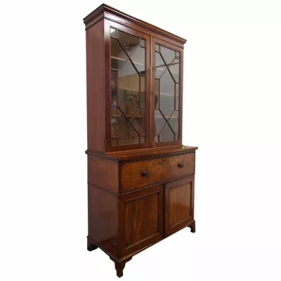 Georgianischer antiker Bücherschrank Sekretär Mahagoni 1820 George III 