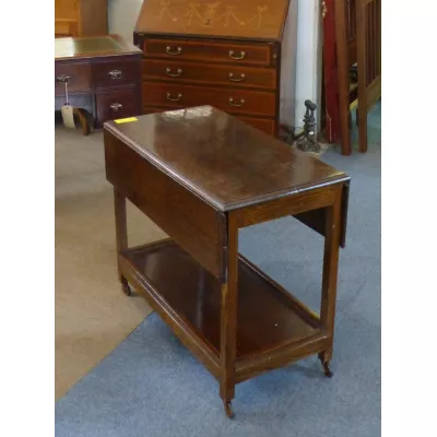 Antiker englischer Tee Trolley Beistelltisch Servierwagen Eiche massiv 1920