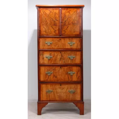 Queen Anne Kommode Nussbaum massiv antik 1920