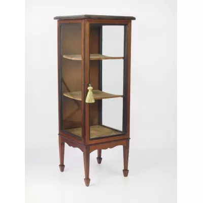 Schmale edwardianische Mahagoni Vitrine massiv original antik 1890