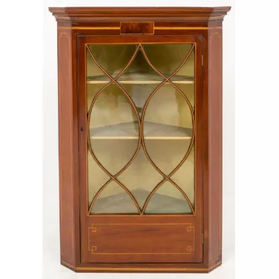 georgianische original antike Vitrine Eckschrank Massivholz Mahagoni 1800