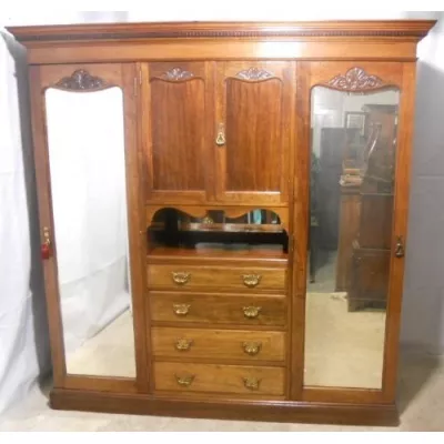Edwardianischer Kleiderschrank antik Mahagoni massiv Robson & Sons 1900