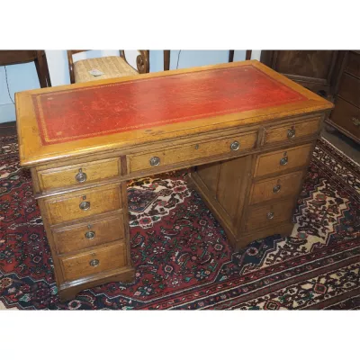 Viktorianischer antiker massiver Schreibtisch Eiche 1870