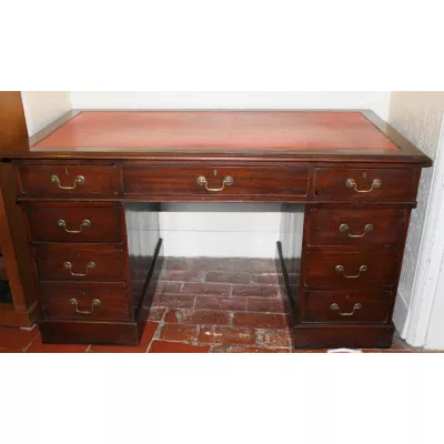 Großer original edwardischer Mahagoni Schreibtisch massiv antik 1890