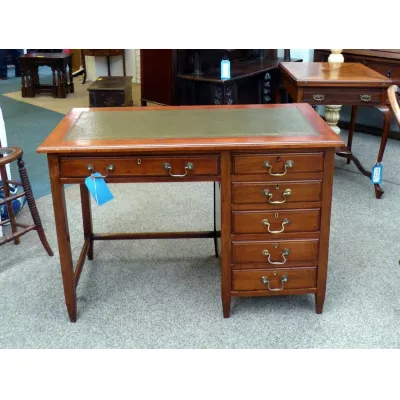 Großer original edwardischer antiker Massivholz Mahagoni Schreibtisch 1890