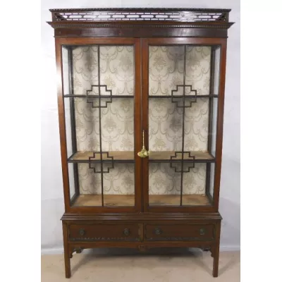 Edwardische Mahagoni Vitrine massiv original antik 1910