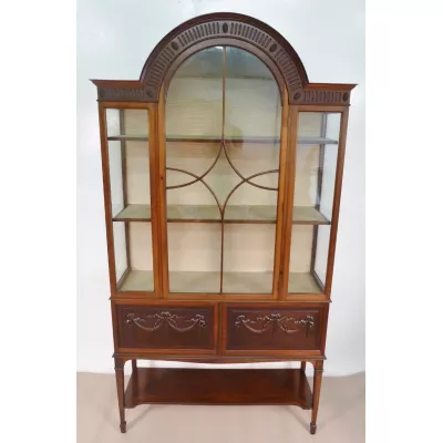 Englische original edwardische Massivholz Mahagoni Vitrine antik Druce & Co 1890