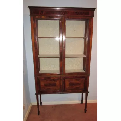 Original edwardianische Vitrine Sheraton Revival Original antik Mahagoni massiv 1910
