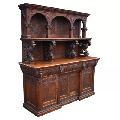 Viktorianisches antikes Sideboard Wohnzimmerschrank englisch Eiche massiv 1850