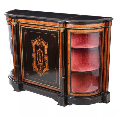 Antikes Sideboard Vitrine Schrank Ebenholz Nussbaum massiv viktorianisch 1870 