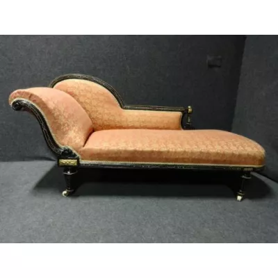 Besondere original viktorianische Chaise Longue Chaiselongue Recamiere Ebenholz Polster 1850