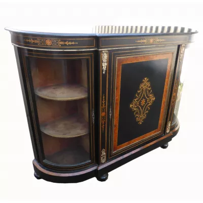 Englisches viktorianisches Sideboard Vitrine Schrank Ebenholz antik englisch 1850