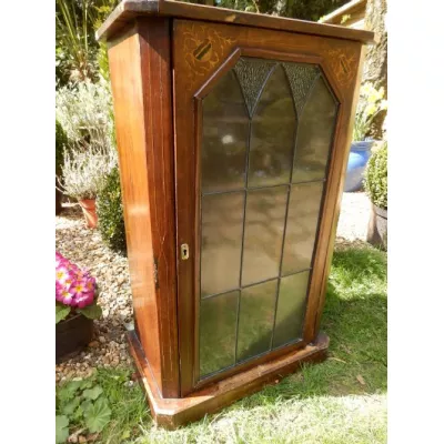 Original edwardischer antiker Musikschrank Music Cabinet Vitrine Mahagoni massiv 1890