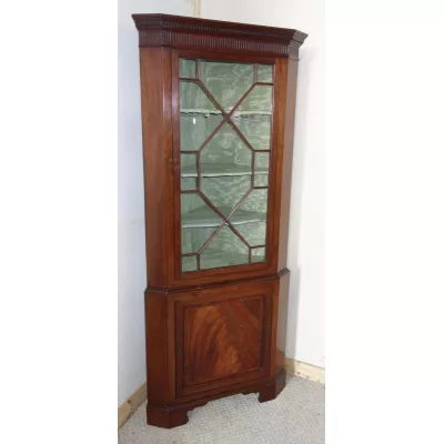 Edwardianische Mahagoni Eckschrank Vitrine massiv antik 1900