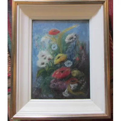 E.moses Original Ölgemälde Blumen (eine Hommage an Redon) original 1950