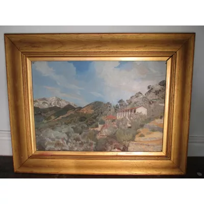 Ölgemälde auf Leinwand mediterraner Ausblick original 1920