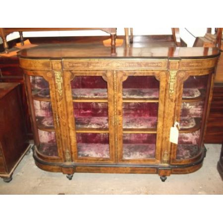 Verglaste original antike Nussbaum Vitrine Sideboard Credenza viktorianisch 1850