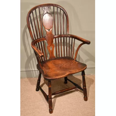 POriginal antiker George III Eiben Windsor Sessel englisch massiv 1780