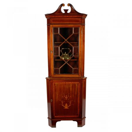 Edwardischer Mahagoni Doppeleckschrank massiv original antik 1900