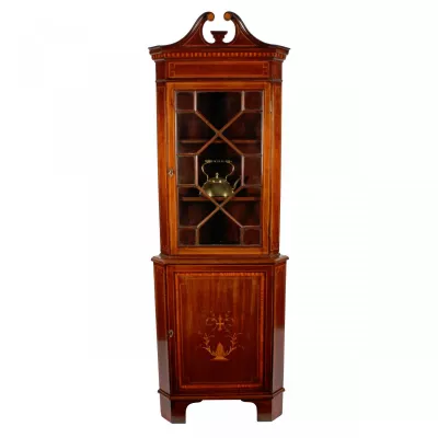 Edwardischer Mahagoni Doppeleckschrank massiv original antik 1900