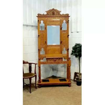 Original viktorianische Garderobe massive helle Eiche antik englisch 1880