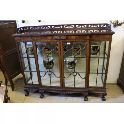 Britisches original antikes Mahagoni Breakfront Vitrine Sideboard massiv original von ca. 1900