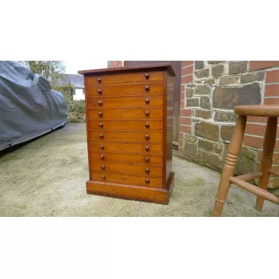 Original antike viktorianische 10 Schubladen Sammler Kommode Sammlerkommode Massivholz 1890