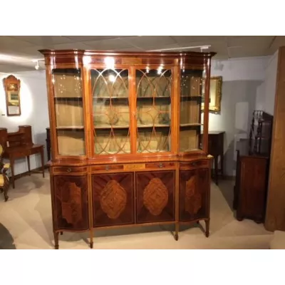 Großartiger edwardischer massiver Mahagoni Vitrinenschrank original Maple & Co. London antik 1900