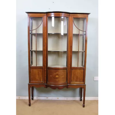 Antike edwardische Mahagoni Intarsien Vitrine massiv original 1910