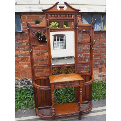 Viktorianische Garderobe Eiche Massivholz 1890