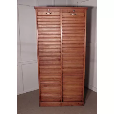 Hoher original antiker Art Deco Aktenschrank Filing Cabinet Eiche massiv 1910