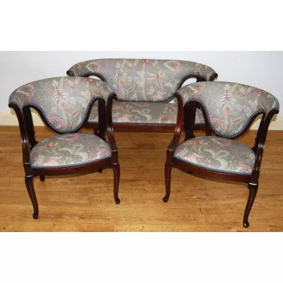 Cvs gestempelt edwardische dreiteilige Salon Suite - Sofa & Tub Stühle original 1900