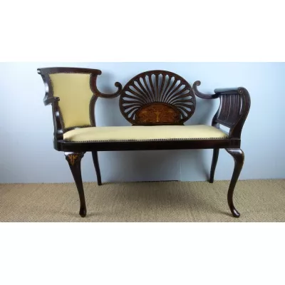 Antikes Mahagoni Salon Sofa Fenstercouch original von 1900