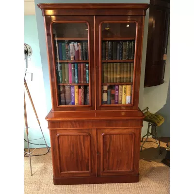 Viktorianische Mahagoni Vitrine Bücherschrank Massivholz englisch 1870