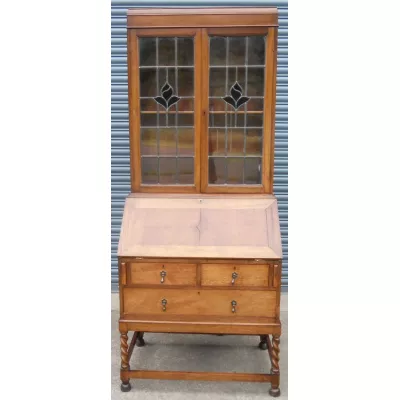 Edwardischer massiver Mahagoni Sekretär Bücherschrank Bureau Bookcase original antik 1910