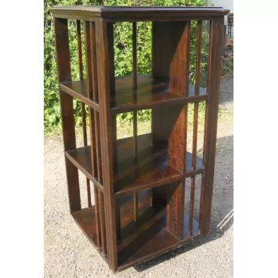 Antikes Englisches Original Edwardisches hohes Eichen Drehbücherregal Revolving Bookcase ca. 1900