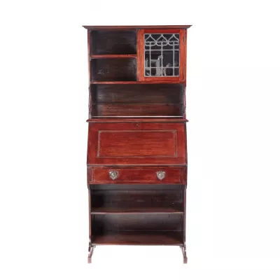 Antiker Englischer Edwardischer Mahagoni Sekretär bureau Bookcase Schrank Massivholz von ca. 1900