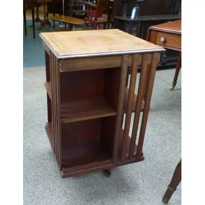 Original Englisches Antikes Edwardisches drehbares Bücherregal Revolving Bookcase aus massivem Mahagoni von ca. 1900